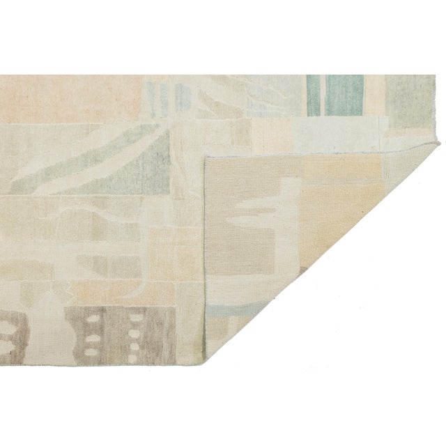 Abstract Contemporary Handmande Modernist Abstract Wool Rug in Muted Pastel Color Block For Sale - Image 3 of 11
