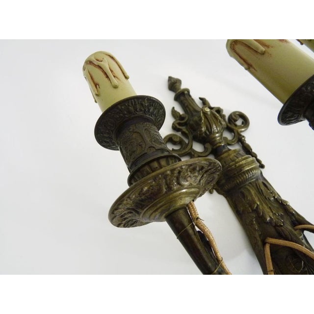 Metal Louis XV Bronze Wall Lights, 1930s For Sale - Image 7 of 10