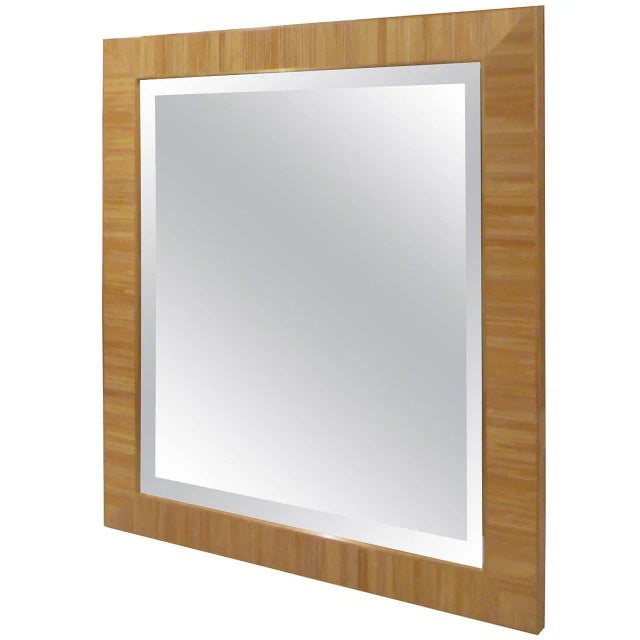 Glass Bespoke Straw Marquetry Mirror For Sale - Image 7 of 7