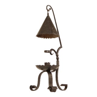 Vintage Hand Forged Wrought Iron Candle Stand For Sale