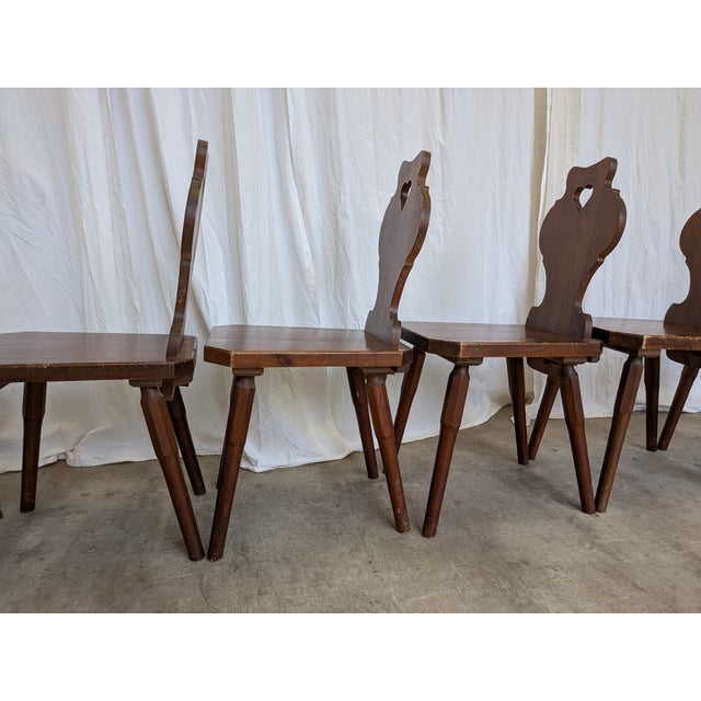 Vintage Tyrolean Farmhouse Chairs with Heart Cutouts, 1970s, Set of 6 For Sale - Image 12 of 18
