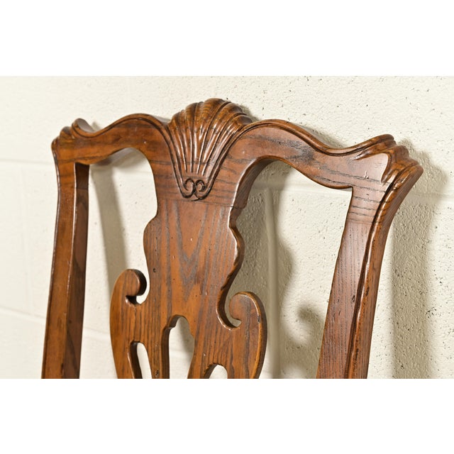 Henredon Georgian Carved Oak and Cane Side Chairs or Dining Chairs, Pair For Sale - Image 9 of 17