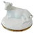 A beautiful French Limoges porcelain hinged box by Chamart, sculpted as a recumbent cow resting atop a contoured oval...