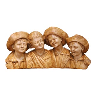 Early 20th Century Italian Terracotta Sculpture of Four Boys by S. Melani For Sale