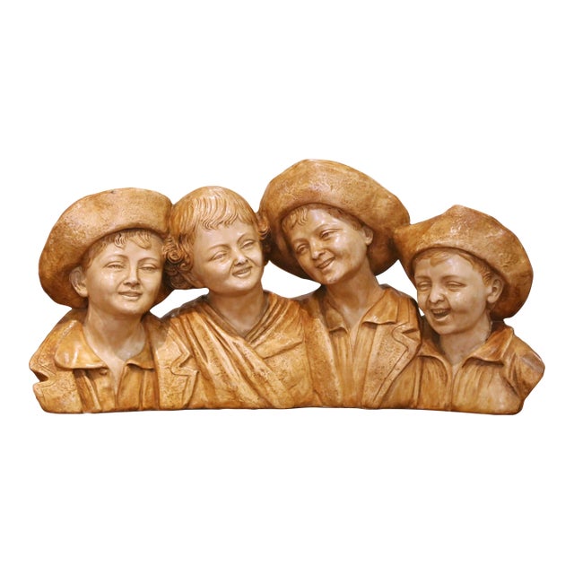 Early 20th Century Italian Terracotta Sculpture of Four Boys by S. Melani For Sale