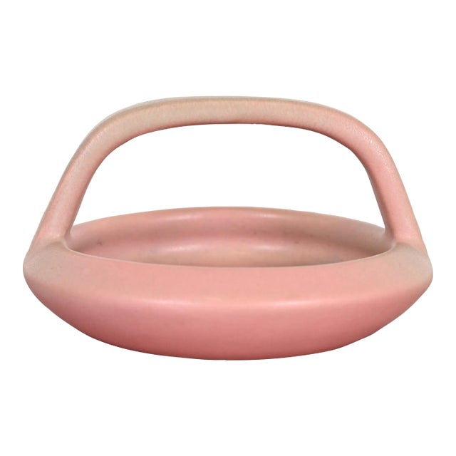 Rookwood Pottery Arts & Crafts Glazed Ceramic Pink Handled Bowl or Ashtray, 1919 For Sale