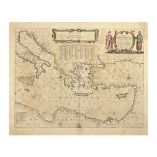 Johannes Janssonius, Maris Mediterranei, Etching, 1650s For Sale