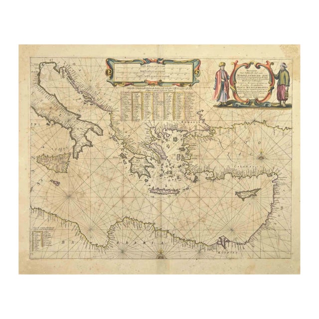 Johannes Janssonius, Maris Mediterranei, Etching, 1650s For Sale