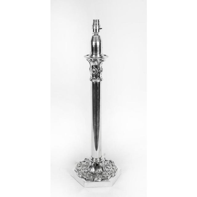 A superb silver plated brass table lamped, stamped Palmer & Co, and later converted to electricity, late 19th century in...