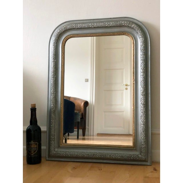 Antique French Louis Philippe Mirror – Grey and Gold, Late 19th Century For Sale - Image 4 of 8