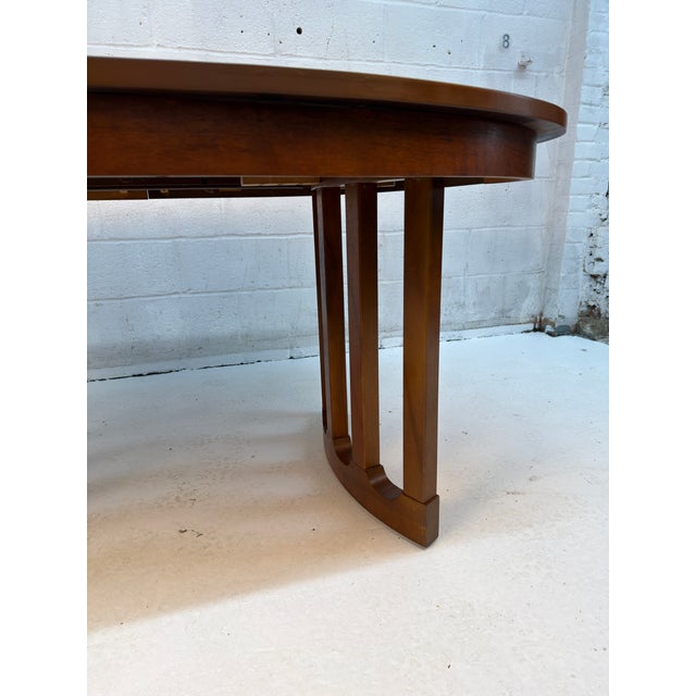 Mid-Century Oval Walnut Dining Table by Stanley For Sale - Image 10 of 16