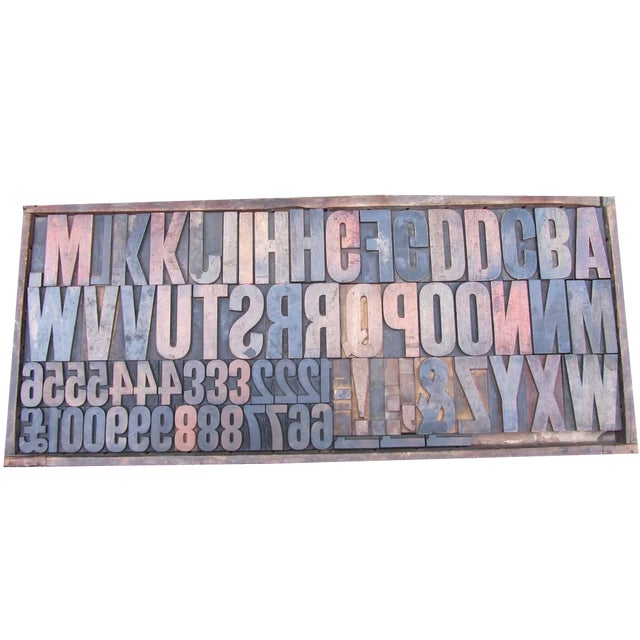 Vintage Industrial Wooden Letters & Numbers Printing Blocks, 1930s For Sale