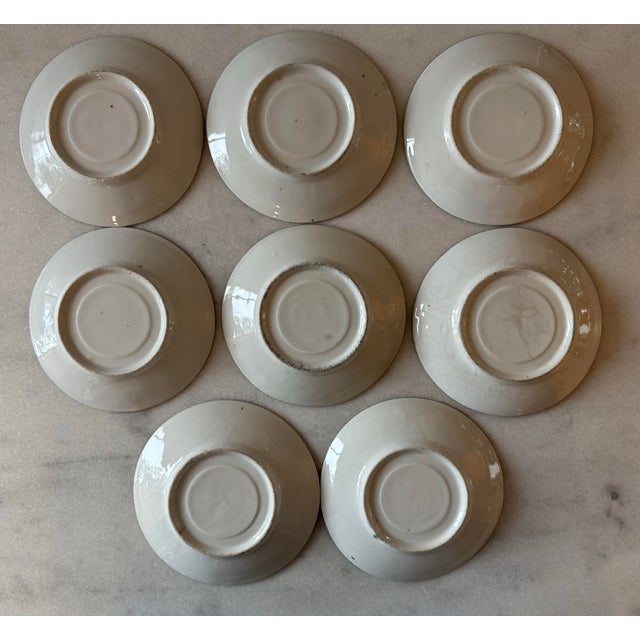 Set of 8 Antique Porcelain Green and White Small Plates For Sale - Image 9 of 11