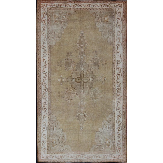Vintage Turkish Kars Rug With Light Tan Field and Soft Ivory Border 6'9 X 12'0 For Sale - Image 12 of 12