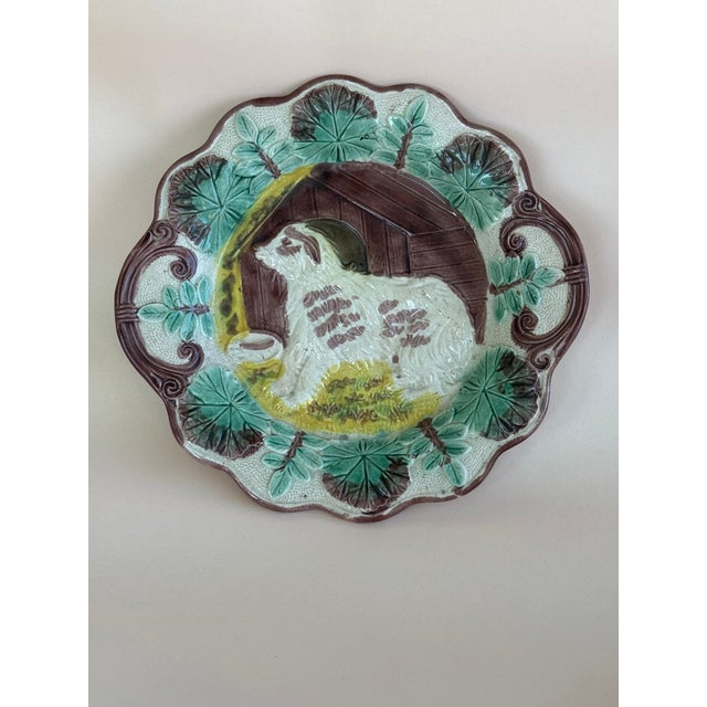 Victorian Era Majolica Dog Plates Arsenal Pottery Set of Three (3) For Sale - Image 4 of 12