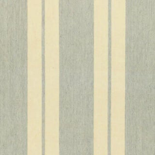 Sample - Schumacher Topsail Linen Stripe Fabric in Sky Blue For Sale