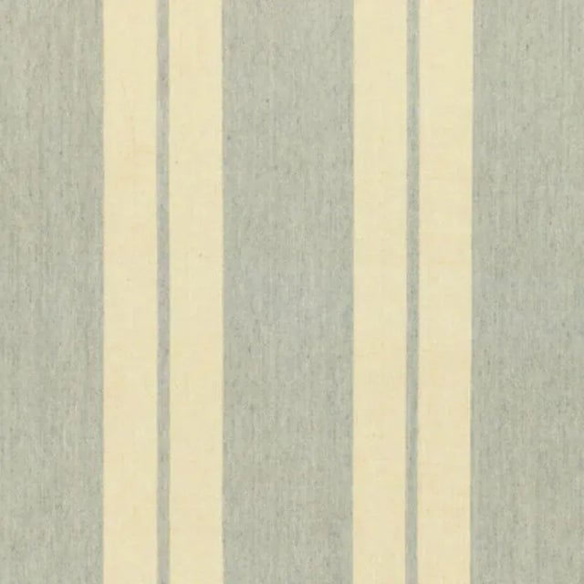 Sample - Schumacher Topsail Linen Stripe Fabric in Sky Blue For Sale