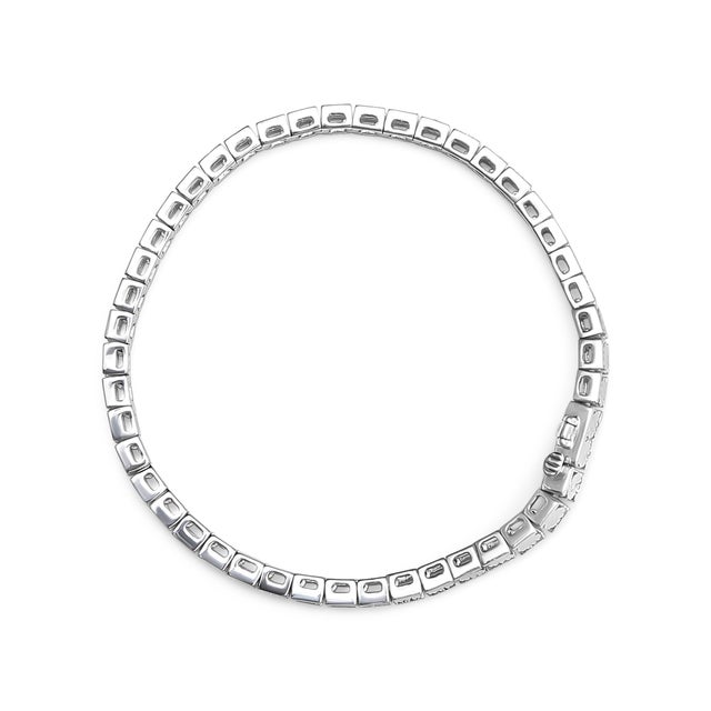 Contemporary .925 Sterling Silver 1/4 Cttw Miracle Set Diamond and Bead Link 7.25" Tennis Bracelet (I-J Color, I2-I3 Clarity) For Sale - Image 3 of 6