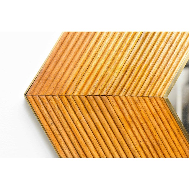 Contemporary Italian Hexagonal Rattan Mirror For Sale In New York - Image 6 of 8