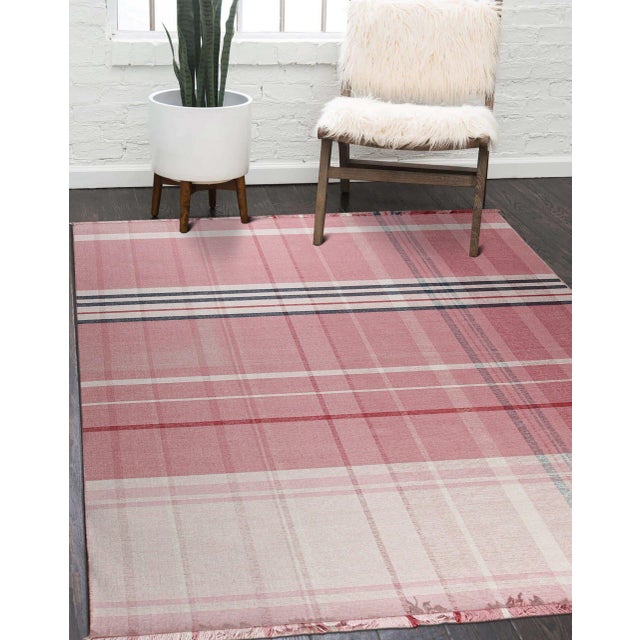 Bubble Gum 8x10 Maya Giselle Coral Geometric Modern Flatweave Wool Carpet Rug For Sale - Image 8 of 9