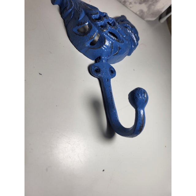 1980s French Country Cast Iron Rooster Wall Hooks For Sale - Image 5 of 8