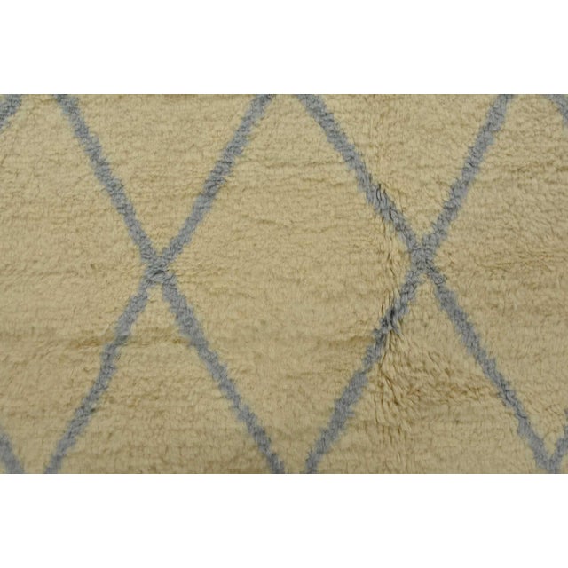 Moroccan Rug 9’1” X 11’9” Ivory Wool Contemporary Hand-Knotted Carpet For Sale - Image 10 of 15