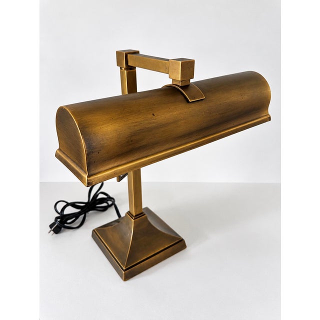 Vintage style brass banker's or library lamp of more recent high quality manufacture (possibly Visual Comfort or Currey &...