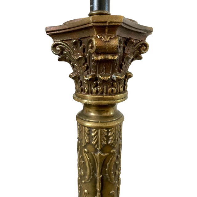 1940s Vintage Cast Brass Neoclassical Hollywood Regency Octagonal Lamp. 1940s. For Sale - Image 5 of 10