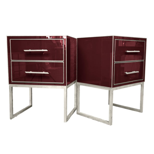 Italian Bedside Tables in Hand-Carved Wood and Steel from Justfurnituress SRL, Set of 2 For Sale - Image 10 of 11