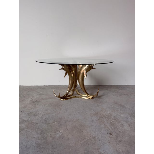 Vintage Solid Brass Marlin Fish Coffee Table With Glass Top For Sale - Image 10 of 18