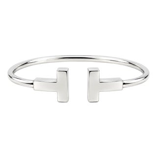 Mid 20th Century Tiffany & Co. 18k White Gold T Wire Cuff Bangle For Sale