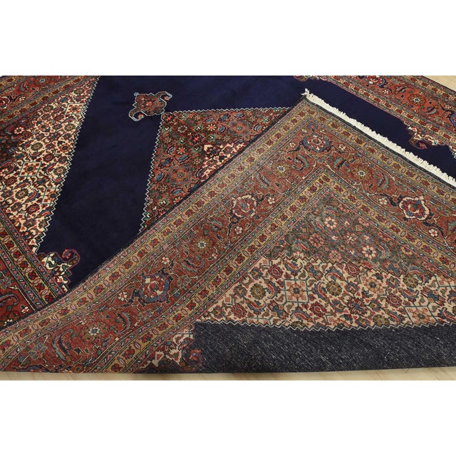 Tabriz Rug 9’10” X 12’9” Blue Wool Vintage Traditional Hand-Knotted Carpet For Sale - Image 14 of 15