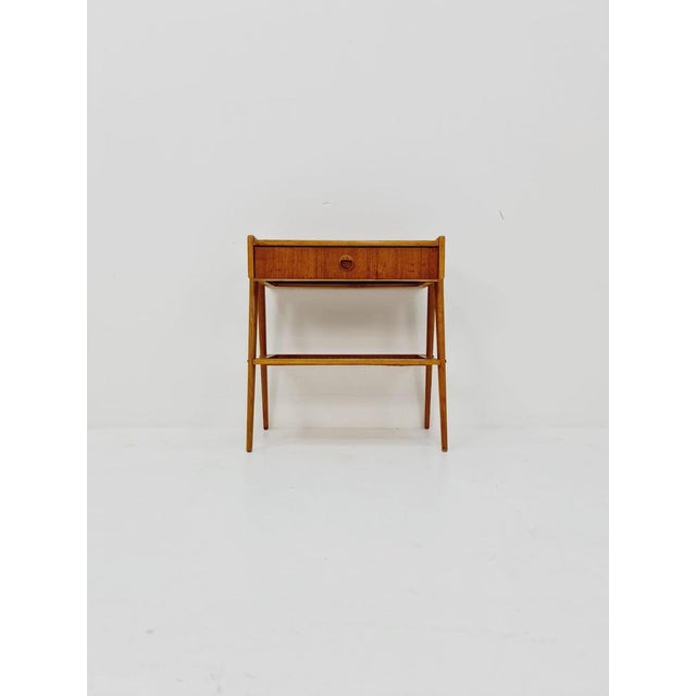 Brown Midcentury Danish Nightstand in Rattan and Teak For Sale - Image 8 of 10