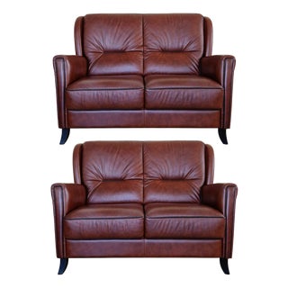 Art Deco Style Leather Sofa For Sale