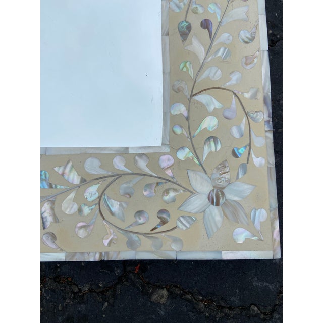 Indian Vintage Mother of Pearl Inlay Mirror For Sale - Image 3 of 11
