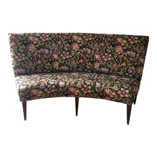 Upholstered Curved High-Back Bench Seat For Sale