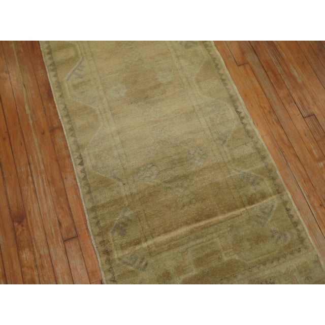 Modern Brown Beige Turkish Oushak Runner For Sale - Image 3 of 6