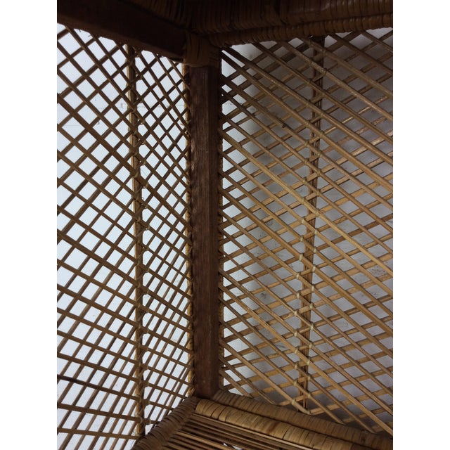 Vintage Boho Chic Rattan Shelving Unit With Arched Top For Sale - Image 9 of 10