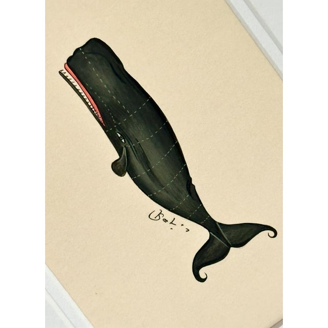 Original Hand-Painted Whale Painting, Framed For Sale - Image 4 of 5