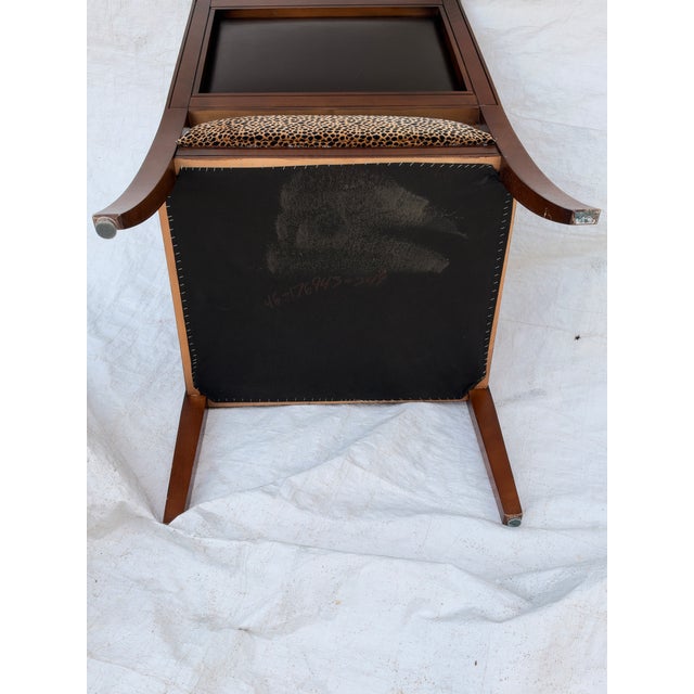1990s 90's Timeless Leopard Print Black Faux Leather Back Mahogany Arm Chair For Sale - Image 5 of 5