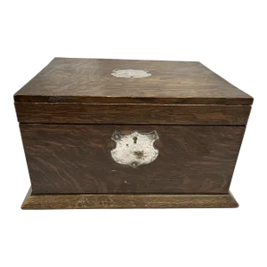 Vintage English Oak Tea Caddy Trophy Box