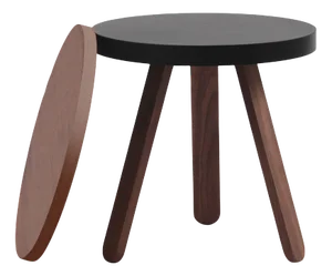 Small Walnut-Black Batea Tray Table by Daniel García Sánchez for Woodendot