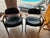 Mid-Century Modern Vintage Pair of Hon Mid Century Solid Walnut Dinning/Guest Chairs Black Vinyl For Sale - Image 3 of 11