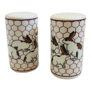 Vintage Ceramic Rabbit Salt and Pepper Shakers by Takahashi, Japan For Sale