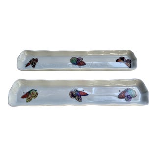 Pair of Limoges Chinoiserie White Porcelain Trays by Andre Prevot For Sale