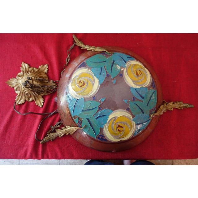 Vintage Art Deco Glass Pendant Light by Loys Lucha, 1920s For Sale - Image 6 of 7