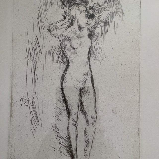 Transparent Vintage Original Art Print of Etching With Drypoint “ Binding the Hair “ by James McNeill Whistler ( 1834 - 1903 ) For Sale - Image 8 of 12