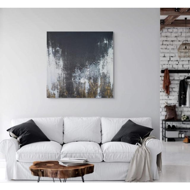 Large Modern Abstract Original Art Stretched Canvas Painting For Sale - Image 11 of 12