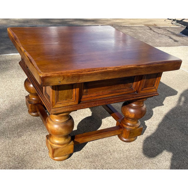 Brown Vintage Square Solid Wood End or Side Table With Drawer For Sale - Image 8 of 10
