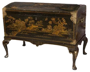 Antique British Lacquered Chest with Chinoiserie Decoration, 1900s